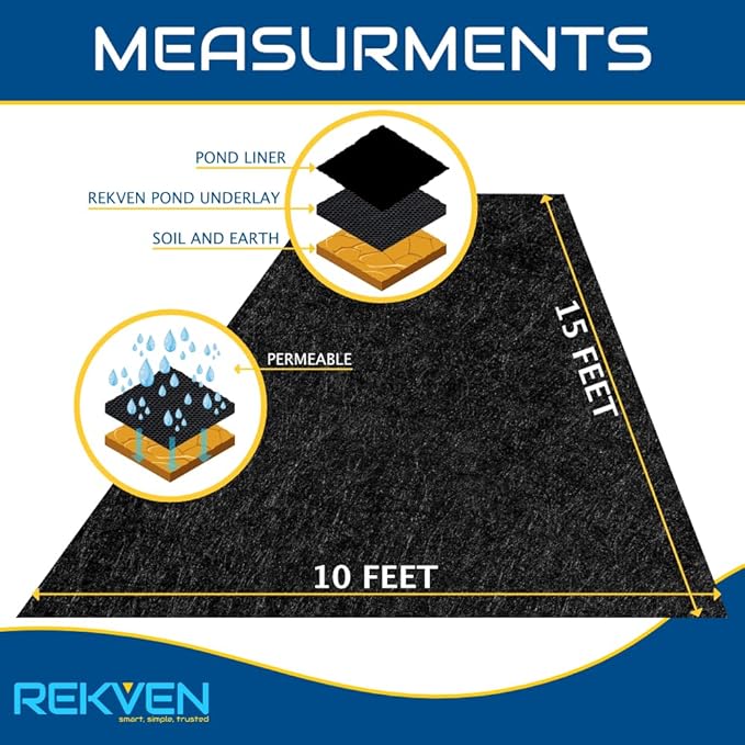 10 x 15 Feet Pond Liner Underlayment Non Woven Geotextile with 15 U-Pins-BloomoryGarden
