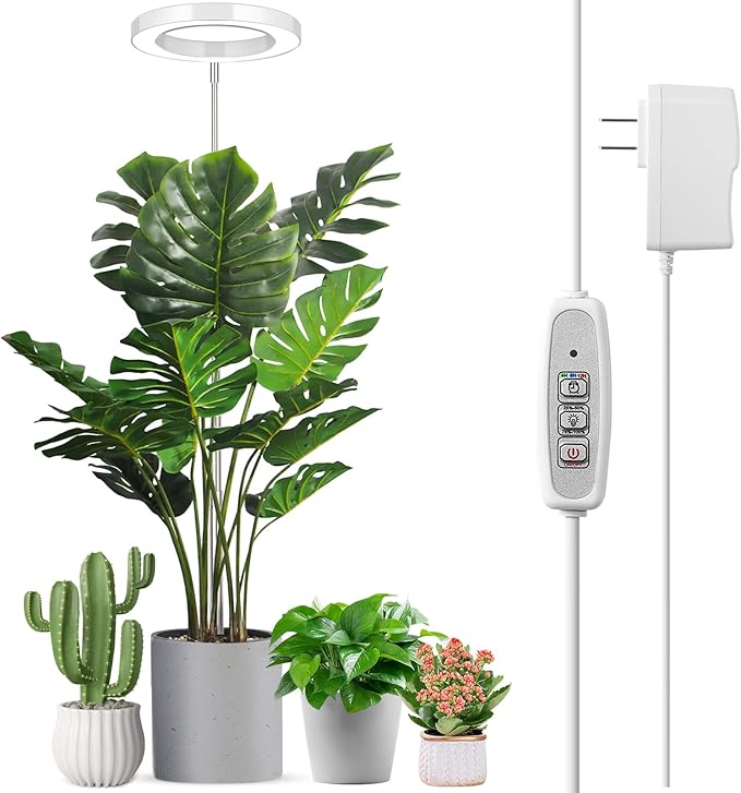 LORDEM Full Spectrum LED Grow Light, 72 LEDs, 4 Brightness Settings, Auto On/Off Timer, Height Adjustable, Ideal for Indoor Plants-BloomoryGarden