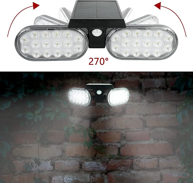 Luwint Solar Motion Lights Outdoor, Waterproof Solar Powered Flood & Security Lights for Outside, 2 Heads Swivel 360 Angle Solar Lights with Ground Stake-BloomoryGarden