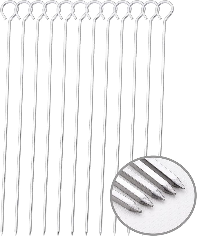 10 inch Barbecue Skewers, HONSHEN Metal BBQ Sticks,12Pack Stainless Steel Square Skewer,Kebob,kabob Sets for Grill Outings Cooking (BBQ Skewers Square 10inch-12p)-BloomoryGarden