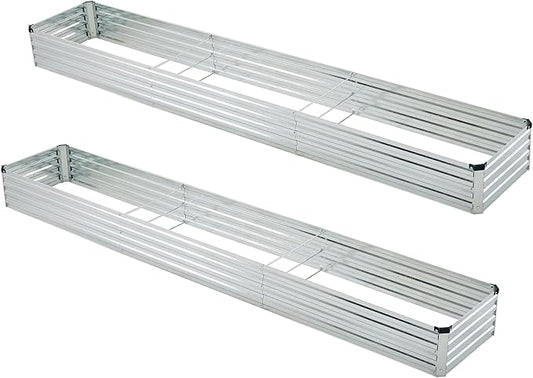 12x2x1ft(2 Pack) Galvanized Raised Garden Bed,Outdoor Planter Box Metal Patio Kit Planting Bed for Vegetables Flowers Herb,Silver-BloomoryGarden