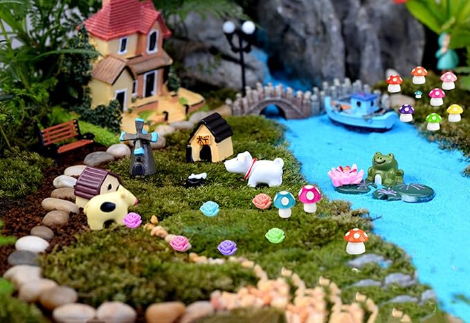 105 Miniature Fairy Garden Accessories, Fairy Garden Kit, Fairy Garden Animals, Miniature Figurines, Micro Landscape Ornaments Kit, Garden DIY Kit for Dollhouse Decoration Plant House Decor-BloomoryGarden