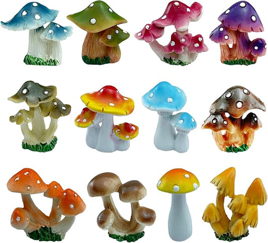 12 Pcs 1.5 to 1.8 Inch Resin Mushroom,Cute Mushrooms Fairy Garden Mushrooms Ornaments for Outdoor Decoration,Home Décor,Cake Decoration,DIY Bonsai Craft …-BloomoryGarden