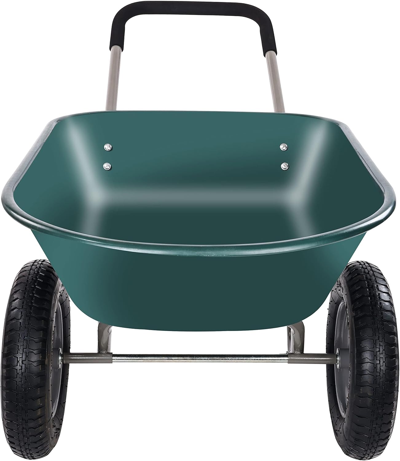 Wheelbarrow Garden Cart, Heavy Duty Home Utility, Dual-Wheel Home Garden Yard Utility Wheelbarrow Cart with Built-in Stand, Green-BloomoryGarden