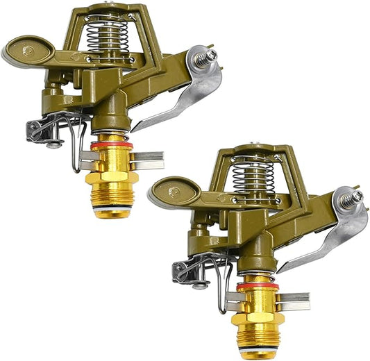 1/2 Inch Brass Impact Sprinkler with Nozzles Adjustable 0-360 Degree Coverage Pattern Heavy Duty Lawn Sprinkler Head for Yard Lawn Grass Patio Garden Irrigation (2Pcs)-BloomoryGarden