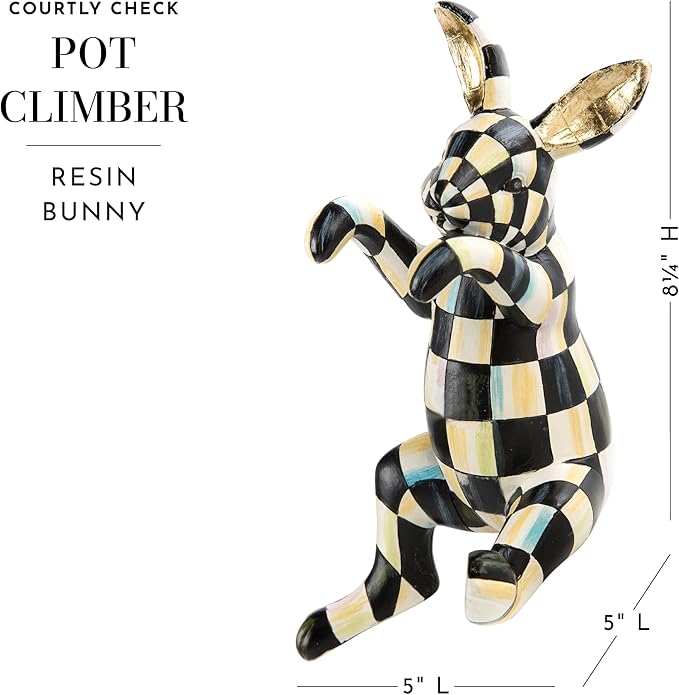 MACKENZIE-CHILDS Pot Climber, Decorative Flowerpot Hanger, Indoor and Outdoor Planter Hanging Decor, Funny Bunny-BloomoryGarden