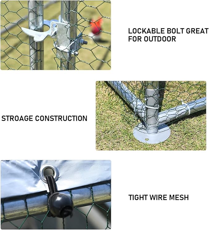 1.26’’ Large Metal Chicken Coop Walk in, Chicken Pen for Chickens, Outdoor Chicken Runs Coops Dog Kennel, Flat Roofed Chicken Runs for Yard with Anti-Ultraviolet Cover (9.2’L x6.2’W x6.4’H)-BloomoryGarden