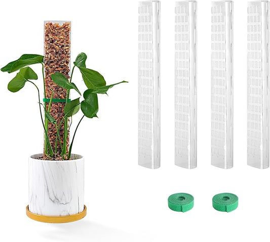 15 Inch 4 Pcs Plastic Moss Pole for Plants Monstera, 4×15'' Plant Poles for Climbing Plants, Plant Support for Indoor Plants Work with Sphagnum Moss-BloomoryGarden