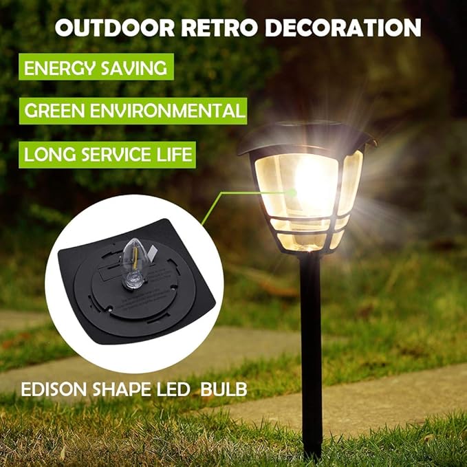 Maggift 4 Pack Vintage Solar Pathway Lights LED Bulbs Solar Powered Garden Walkway Lights for Outdoor Lawn, Patio, Yard, Walkway, Driveway , 15 Lumen-BloomoryGarden