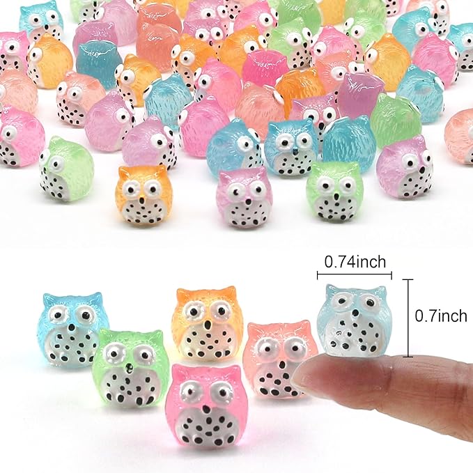 Luminous Mini Resin Animals 40 Pcs Tiny Resin Owls Glow in The Dark for Garden Miniatures Fairy Garden Accessories Plant Decorations and Car Accessories-BloomoryGarden