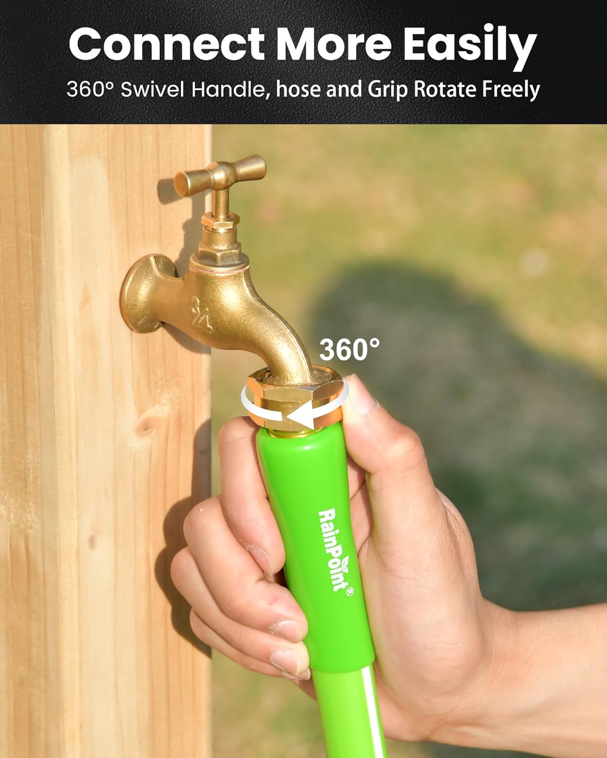 RAINPOINT Short Garden Hose 10ft - Lightweight Water Hose with Swivel Handle - Flexible, Heavy Duty, Hybrid Rubber, with Male to Female Fittings-BloomoryGarden