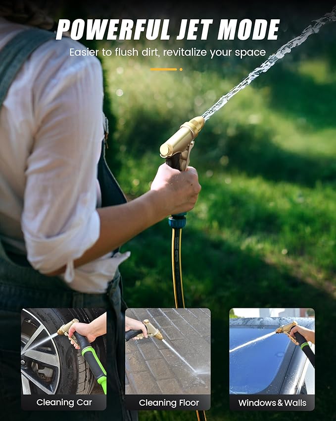 RAINPOINT Heavy Duty Metal Spray Nozzle for Garden Hose, High Pressure Garden Hose Nozzle with Adjustable Spray Patterns for Watering Plants, Car Washing, and Pet Showering (2 pcs)-BloomoryGarden