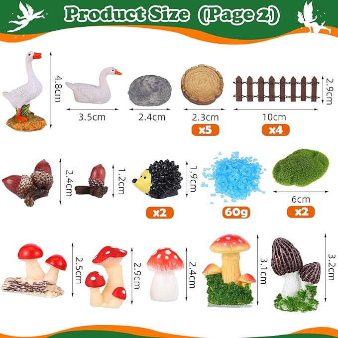 109 Pcs Fairy Garden Accessories Fairy Garden Kit Miniature Fairy Figurines Accessories Fairy Animals Decor Outdoor for DIY Garden Dollhouse-BloomoryGarden
