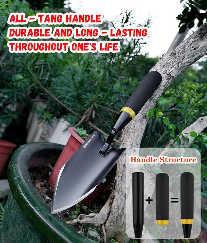 Garden Shovel - Heavy Duty Gardening Hand Trowel, Carbon Steel Garden Trowel with Rubberized Handle, Trowel Garden Tool for Diligent Farmer Soil Planting Digging Transplanting-BloomoryGarden
