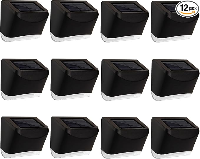 MAGGIFT 12 Pack Solar Deck Lights, Outdoor Solar Powered Fence Step Lights, Deck Lights Waterproof Outside Night Lights Decor for Steps Stairs Walkway Garden Fences Wall, Warm White-BloomoryGarden
