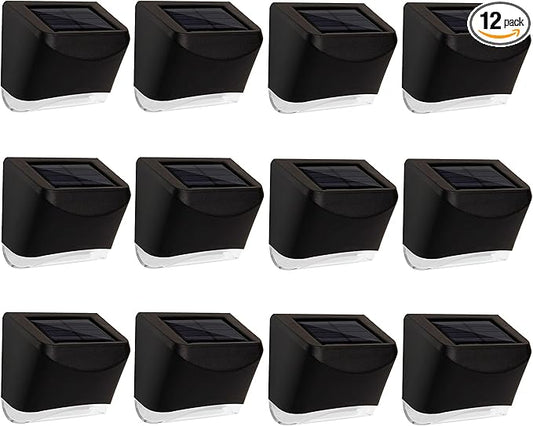 MAGGIFT 12 Pack Solar Deck Lights, Outdoor Solar Powered Fence Step Lights, Deck Lights Waterproof Outside Night Lights Decor for Steps Stairs Walkway Garden Fences Wall, Warm White-BloomoryGarden