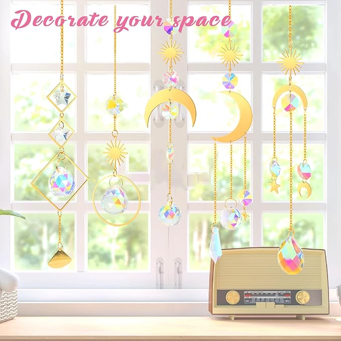 ilclviz DIY Suncatcher Making Kits for Adults 200PCS DIY Crystal Suncatcher Kit Sun Catchers Prism Supplies, DIY Gifts for Mom(Gold)-BloomoryGarden