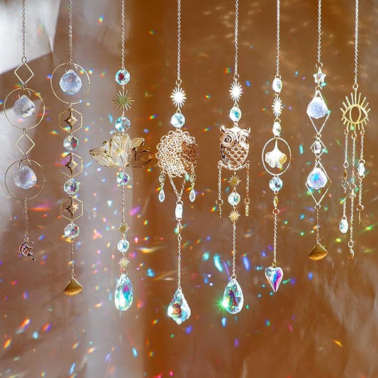 16 pcs Crystal Suncatcher, Colorful Suncatchers Sun Catchers Indoor Window Hanging Ornaments for Home Garden Ceiling Christmas Party Wedding Indoor Outdoor Decoration Prism Rainbow Maker-BloomoryGarden