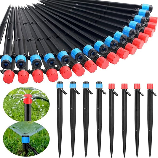 120 Pcs Drip Irrigation Emitters for 1/4'' Drip Irrigation Tubing 60 Irrigation Emitters Sprayer 60 Adjustable 360 Degree Water Flow Drippers for Patio Lawn Garden Watering-BloomoryGarden