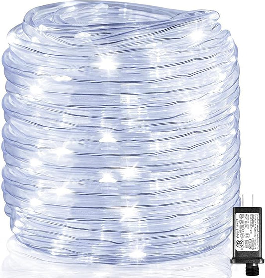 100FT 300 LED Rope Lights for Outside, Christmas String Lights with Waterproof 8 Modes, Connectable Plug in Fairy Lights for Indoor Bedroom Outdoor Patio Pool Garden Party Holiday Decor, White-BloomoryGarden