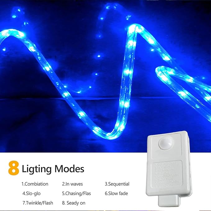100ft LED Rope Lights Outdoor, 720 LED Connectable and Flexible Tube Lights with 8 Modes, Waterproof LED Rope Lighting for Garden, Patio, Bedroom, Party, Pool, Indoor Outdoor Xmas Decoration (Blue)-BloomoryGarden
