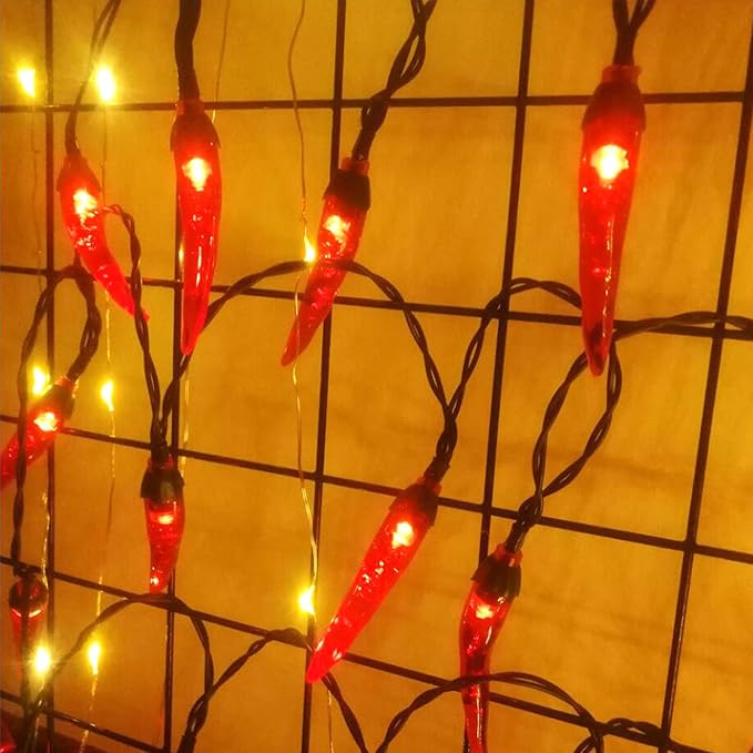 100 LED Chili Shape Fairy String Lights, Solar Operated, Red, 10m Length, Outdoor Use, Wedding, Christmas Decoration-BloomoryGarden