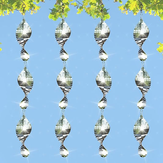12 PCS Stainless Steel Bird deterrents for Outside,3D Bird Scarer Discs Set Pigeon Deterrent,Bird reflectors to Keep Birds Away Woodpecker Deterrent for House,Crow Deterrent-BloomoryGarden