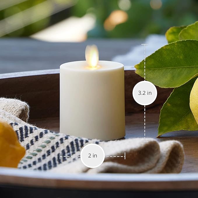 Luminara Outdoor Votive Flameless LED Candle, Pearl Ivory 2" x 3.2", Moving Flame Battery Operated Timer Remote Ready IPX4 Matte Plastic Finish-BloomoryGarden