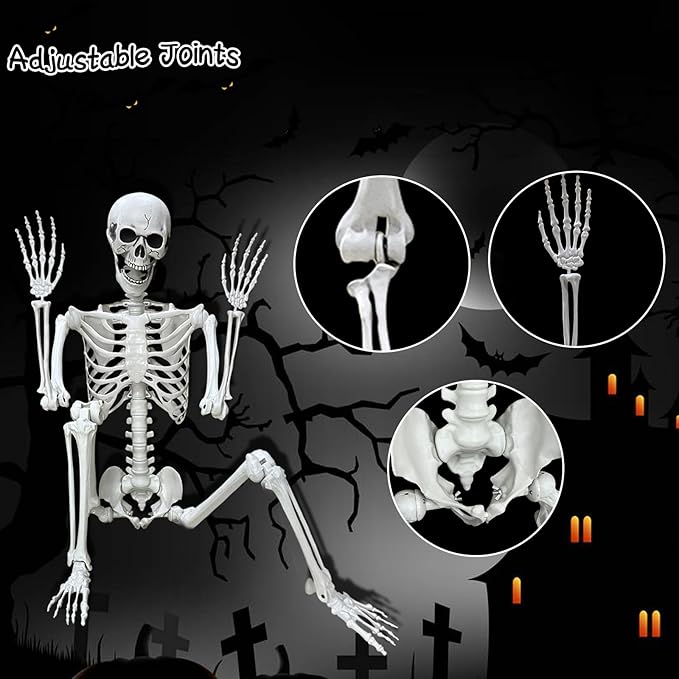 Lodou 5.4Ft Posable Life Size Human Adult Skeletons Plastic Human Bones with Movable Joints for Halloween Decoration-BloomoryGarden