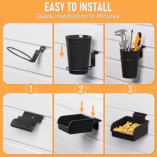 INCLY 30PCS Slatwall Accessories Set with Slatwall Baskets, Slatwall Hooks, Slatwall Shelves, Slatwall Bins, Slatwall Cups, Heavy Duty Slat Wall Accessory for Garage Room Shop Organizing Display-BloomoryGarden