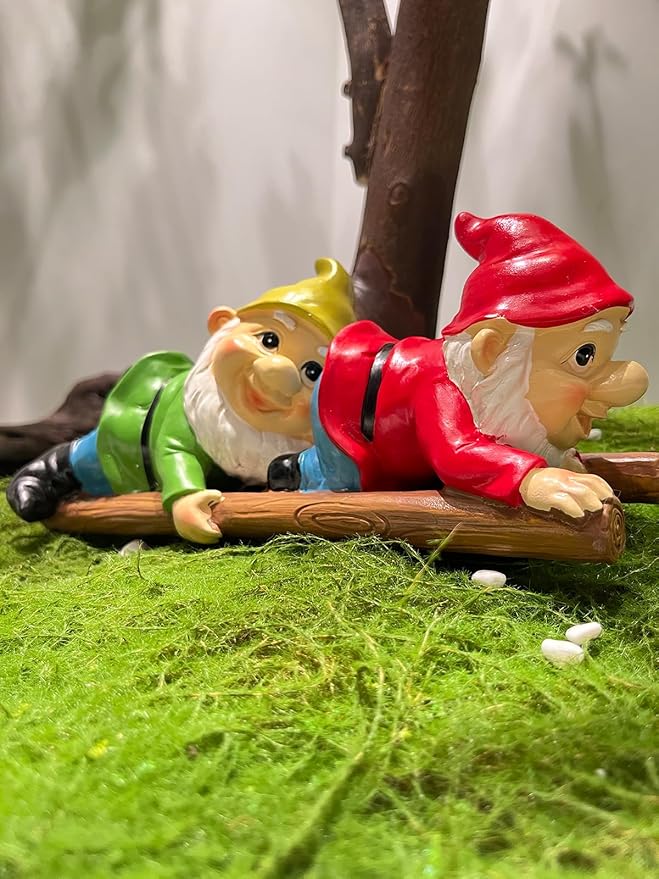 10.5'' Funny Garden Gnomes Statues, Weather-Proof Large Resin Outdoor Decor Garden Sculptures Cute Yard Decorations,Ideal Ornament for Outside Pond Pool Patio Front Porch Backyard-BloomoryGarden