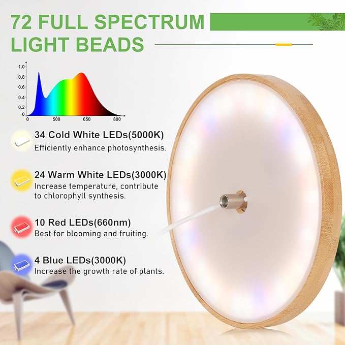 LORDEM Bamboo Grow Light for Indoor Plants, Full Spectrum LED Plant Grow Light, Height Adjustable Growing Lamp with Auto Timer 4H/8H/12H, 4 Dimmable Levels, Ideal for Large Tall Plants, 2 Pack-BloomoryGarden