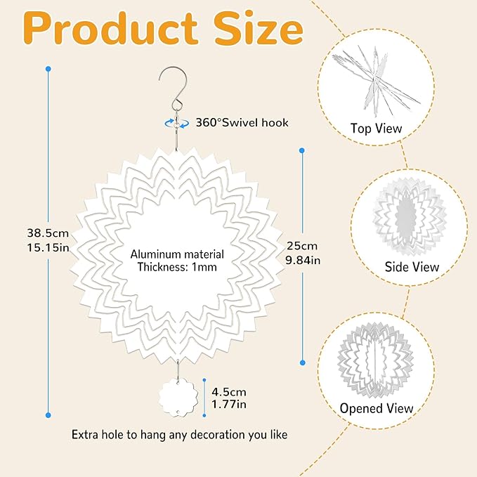 10 Pack Sublimation Wind Spinner Blanks, 10 Inch Sublimation Wind Spinners, 3D Aluminum Metal Hanging Wind Spinner Bulk for Garden Yard Outdoor, Window Porch Decoration for Heat Press Transfer DIY-BloomoryGarden