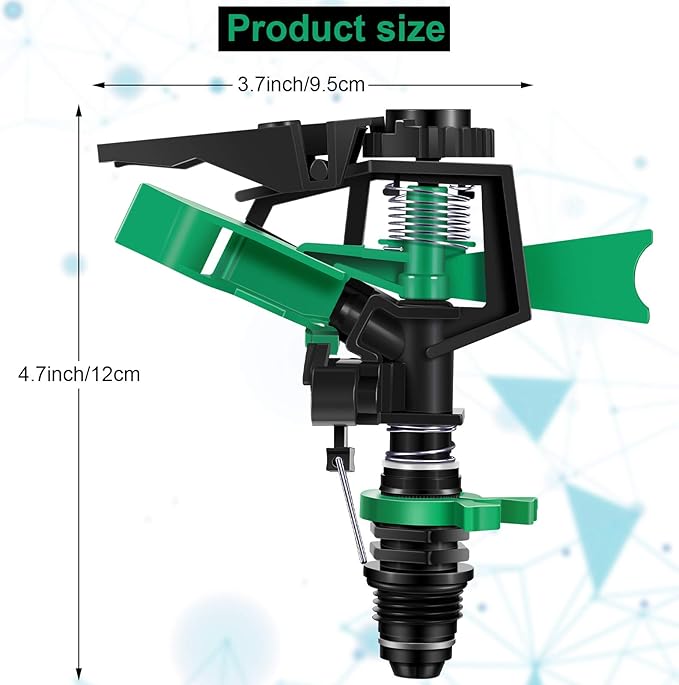 1/2 Inch Plastic Impact Sprinklers Adjustable 0 Degree to 360 Degree Pattern Plastic Sprinkler Head for Garden Watering Supplies (2 Pieces)-BloomoryGarden