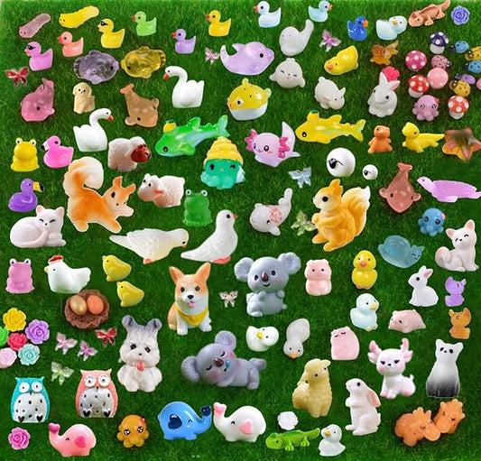 150 Pcs Mini Resin Animals Miniature Animals Figurines Tiny Resin Animals Small Animals Figures Mini Animals for Garden Décor Micro Landscape Ornaments Kit Fairy Garden Dollhouse Accessories-BloomoryGarden