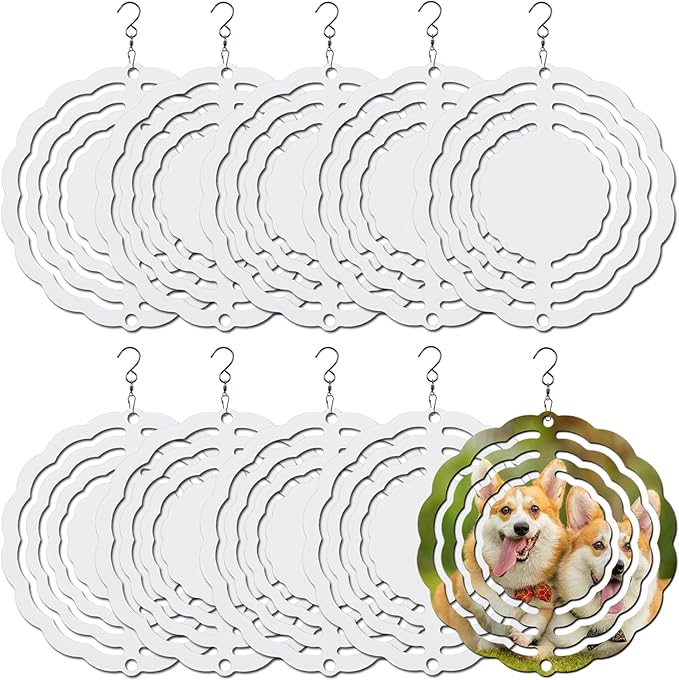 10 pcs Sublimation Wind Spinner Blanks 3 Inch Round 3D Aluminum Sublimation Blanks Wind Spinners Bulk Hanging Wind Spinners DIY Crafts Sublimation Ornaments-BloomoryGarden