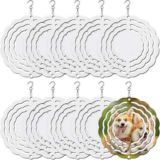 10 pcs Sublimation Wind Spinner Blanks 3 Inch Round 3D Aluminum Sublimation Blanks Wind Spinners Bulk Hanging Wind Spinners DIY Crafts Sublimation Ornaments-BloomoryGarden