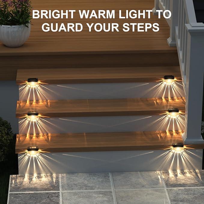 12 Pack Solar Deck Lights Outdoor, Solar Step Lights Waterproof for Outside, Yard, Patio, Garden, Pool, Railing, Stairs, Fence (Warm White)-BloomoryGarden