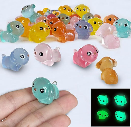 Luminous Mini Resin Dogs 40pcs Tiny Dogs Glow in The Dark for Garden Miniatures Fairy Garden Office Pranks and Dog Cake Toppers-BloomoryGarden