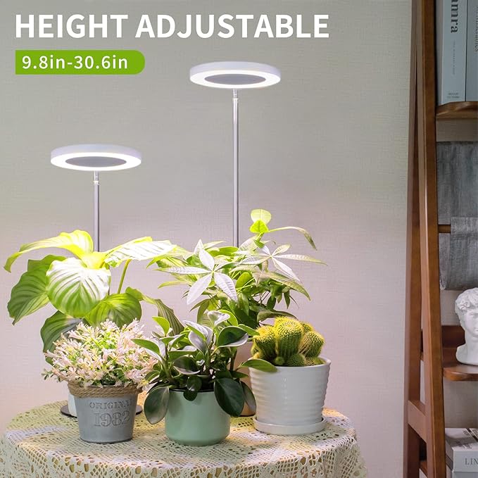LORDEM Grow Light, LED Plant Light for Indoor Plants Growing, Full Spectrum Desk Growth Lamp with Automatic Timer for 4H/8H/12H, 4 Dimmable Levels, Height Adjustable 9.8"-30.6"-BloomoryGarden