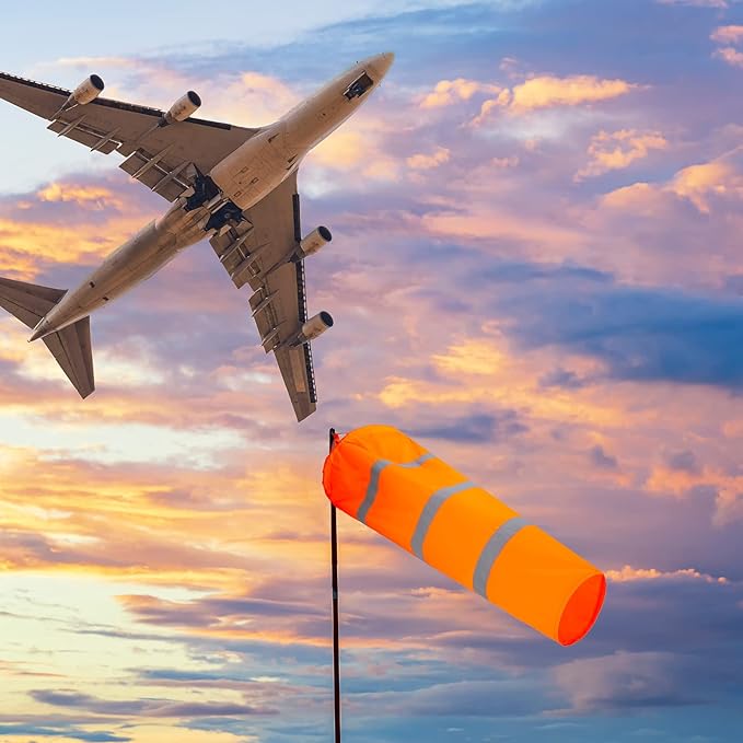 10 Pcs Airport Windsocks 40 Inch Outdoor Hanging Heavy Duty Wind Direction Measurement Wind Sock Windsocks with Reflective Belt for Outdoors Airport Farm Park (Orange)-BloomoryGarden