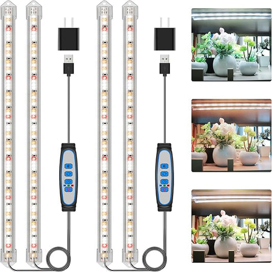 16" Plant Grow Light Strips, 120 LEDs Grow Lights for Indoor Plants Full Spectrum with Upgrade Timer 6/12/16 Hrs, 5 Dimmable Levels, 2 Pack Sunlike Grow Lamp for Hydroponics Succulent-BloomoryGarden