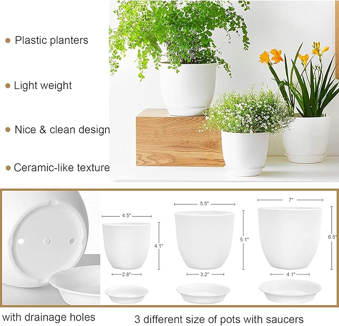 Macrame Plant Hangers with Pots and Saucers, 3 Pack Hanging Planters for Indoor Plants Hanging Plant Holders with Hooks 34" / 26" / 20"-BloomoryGarden