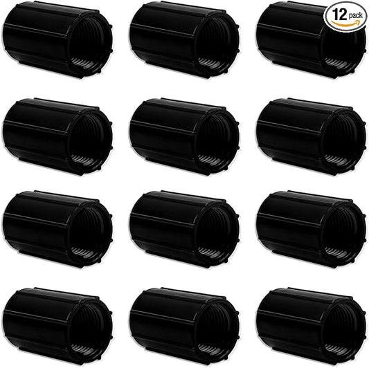 12 Pcs 1/2 Inch Female Threaded PVC Fitting Black PVC Female Adapter Pipe Fittings Drip Irrigation System for Irrigation Pipes Riser Extension (Black)-BloomoryGarden