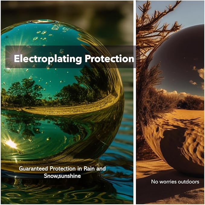 10 Inch Stainless Steel Gazing Globe,v2croft Hollow Ball Mirrored Surface Polished Shiny Sphere,Garden Stainless Steel Gazing Ball for Outdoor Lawn Pond Yard Ornament(Gold)-BloomoryGarden