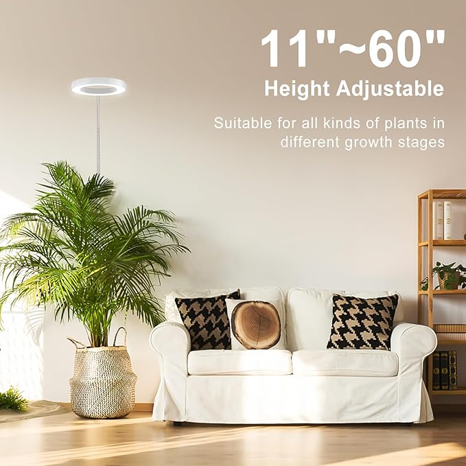 LORDEM Full Spectrum LED Grow Light, 72 LEDs, 4 Brightness Settings, Auto On/Off Timer, Height Adjustable, Ideal for Indoor Plants-BloomoryGarden