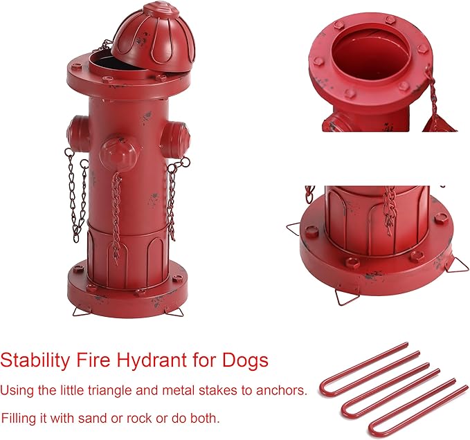16.5" H Metal Fire Hydrant for Dogs to Pee On, Vintage Dog Fire Hydrant Pee Post for Outdoor Decor-BloomoryGarden