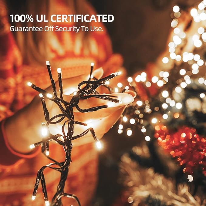1000 LED 328ft 8 Modes with Timer Christmas String Lights IP55 Outdoor Waterproof UL Certificated Indoor Fairy Lights Garden Patio Wedding Christma Trees Parties Decoration White Light-BloomoryGarden