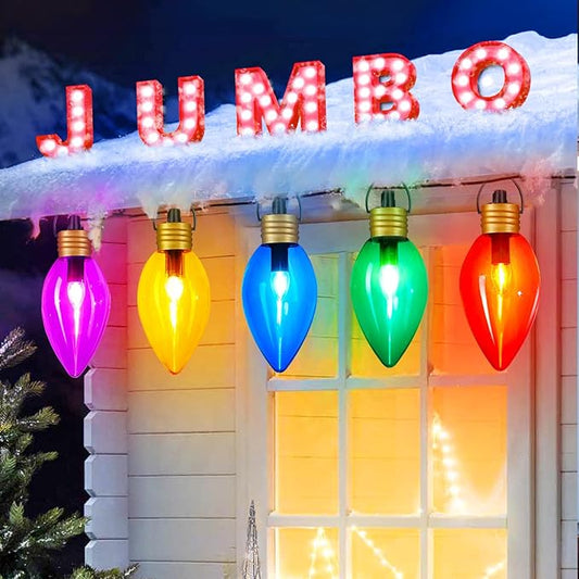 11Feet 5 LED Super Jumbo Christmas String Lights or Pathway Marker Lights, Outdoor Xmas Decorations- Jumbo C9 Hanging Lights Waterproof Lawn Dec for Holiday Home Tree Roof Yard Garden, Multicolor-BloomoryGarden