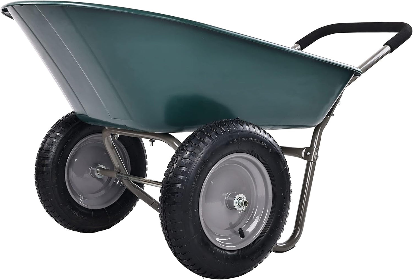 Wheelbarrow Garden Cart, Heavy Duty Home Utility, Dual-Wheel Home Garden Yard Utility Wheelbarrow Cart with Built-in Stand, Green-BloomoryGarden